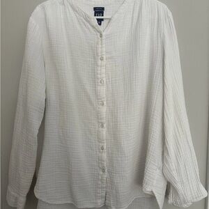 GAP Textured White Long Sleeve Shirt